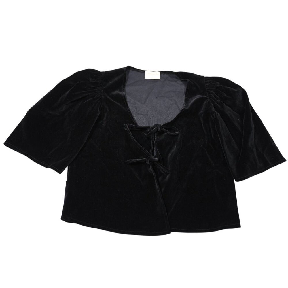 Maison Cleo Agnes Velvet Cotton Blouse in Black